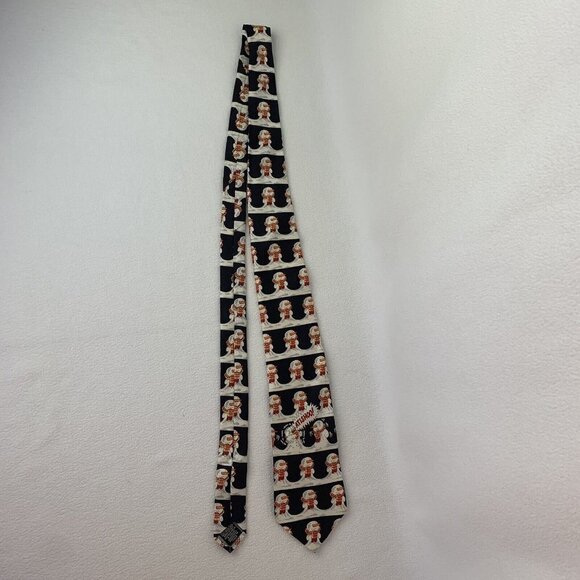 Tie Rack Christmas Snowman Silk Tie Blue Vintage 90s Made In Italy - Picture 1 of 6